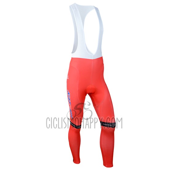 Katusha Cycling Jersey Bib Tight 2014 Long Sleeve White and Red